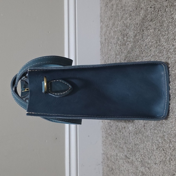Portland Leather Goods PLG Zip E / W East West Lola Aqua Blue Brushed Leather - Picture 11 of 15